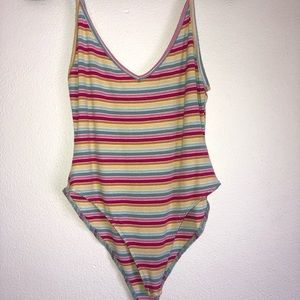Striped V-Neck bodysuit